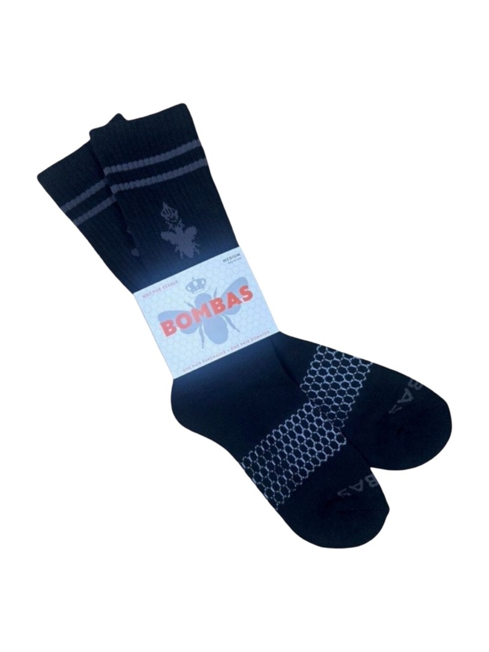 BOMBAS Black Crew Socks - Size Medium - Unisex